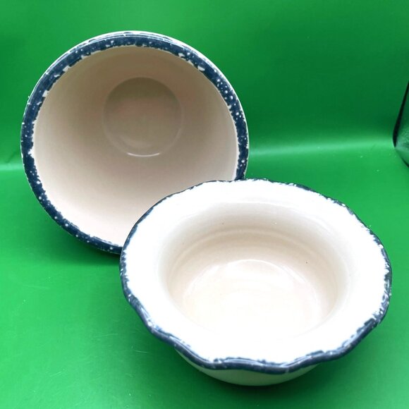 Home & Garden Party Snowman Snack Bowl Dip Set 2002 USA Blue Trim Christmas VTG - Picture 11 of 11